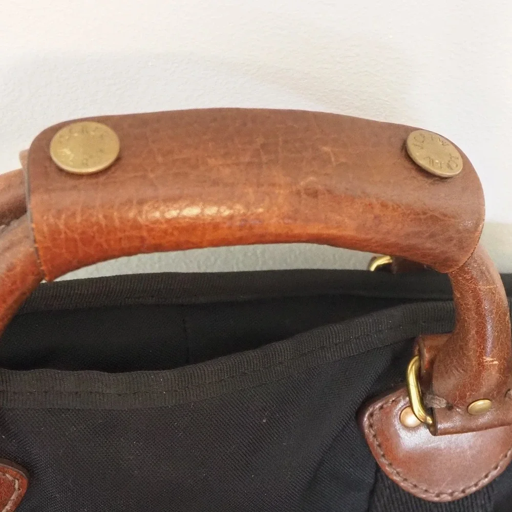 J.Crew Black Leather & Canvass Garment Bag Carry On Luggage Shoulder Strap